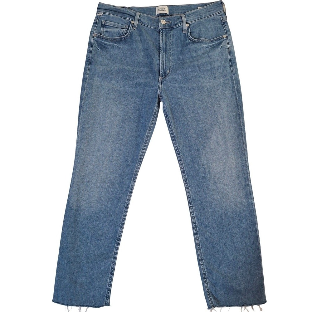 Citizens of Humanity Isola Cropped Bootcut Jeans Women's 32 Blue Denim Raw Hem